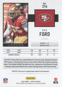2020 Score - Red #314 Dee Ford Back