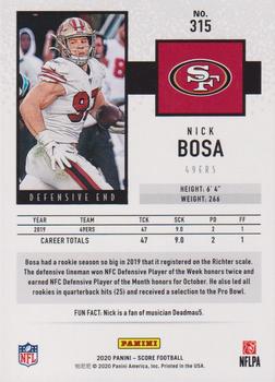 2020 Score - Red #315 Nick Bosa Back