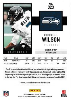 2020 Score - Red #323 Russell Wilson Back