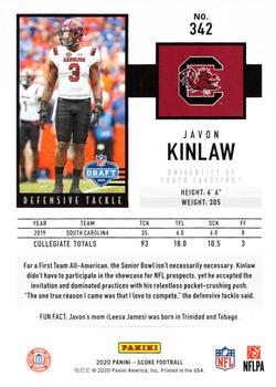 2020 Score - Red #342 Javon Kinlaw Back
