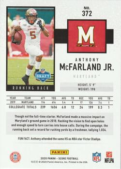 2020 Score - Red #372 Anthony McFarland Jr. Back