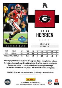 2020 Score - Red #374 Brian Herrien Back