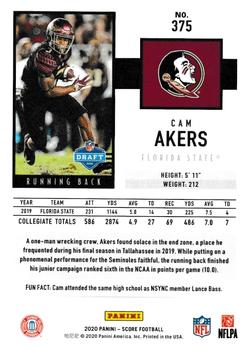 2020 Score - Red #375 Cam Akers Back