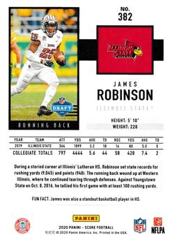 2020 Score - Red #382 James Robinson Back