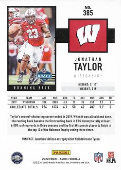 2020 Score - Red #385 Jonathan Taylor Back