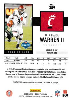 2020 Score - Red #389 Michael Warren II Back