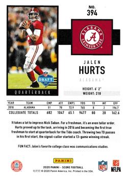 2020 Score - Red #394 Jalen Hurts Back