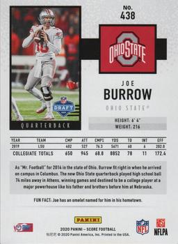 2020 Score - Red #438 Joe Burrow Back