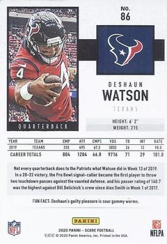 2020 Score - Scorecard #86 Deshaun Watson Back