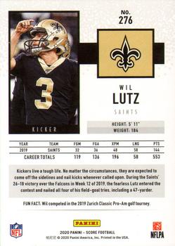 2020 Score - Scorecard #276 Wil Lutz Back