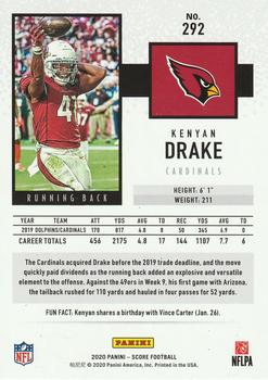 2020 Score - Scorecard #292 Kenyan Drake Back