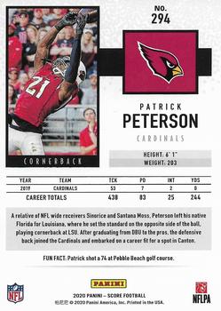 2020 Score - Scorecard #294 Patrick Peterson Back
