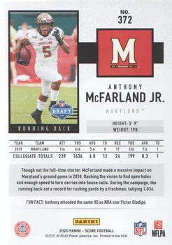 2020 Score - Scorecard #372 Anthony McFarland Jr. Back