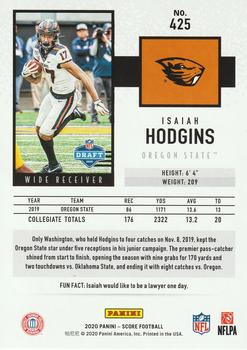 2020 Score - Scorecard #425 Isaiah Hodgins Back