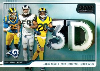 2020 Score - 3D #3D-ACJ Aaron Donald / Cory Littleton / Jalen Ramsey Front