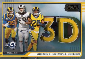 2020 Score - 3D Gold #3D-ACJ Aaron Donald / Cory Littleton / Jalen Ramsey Front
