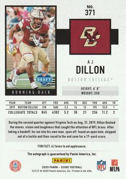 2020 Score - Signatures #371 AJ Dillon Back
