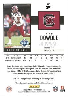 2020 Score - Signatures #391 Rico Dowdle Back