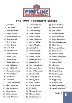 1991 Pro Line Portraits - Checklists #B Checklist B: 1-75 Front