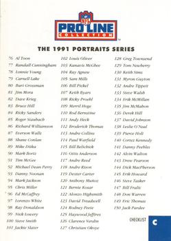 1991 Pro Line Portraits - Checklists #C Checklist C: 76-150 Front