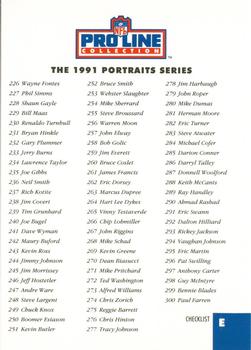 1991 Pro Line Portraits - Checklists #E Checklist E: 226-300 Front