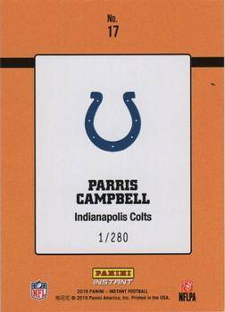 2019 Panini Instant NFL - Rated Rookie Retro #17 Parris Campbell Back