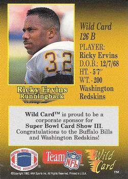 1991 Wild Card - NFL Experience Exchange 5 Stripe #126B Ricky Ervins Back
