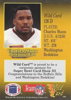 1991 Wild Card - NFL Experience Exchange 5 Stripe #126D Charles Mann Back