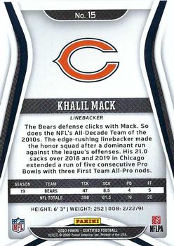 2020 Panini Certified #15 Khalil Mack Back