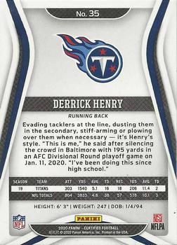 2020 Panini Certified #35 Derrick Henry Back