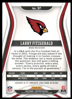 2020 Panini Certified #37 Larry Fitzgerald Back