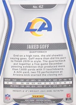 2020 Panini Certified #42 Jared Goff Back