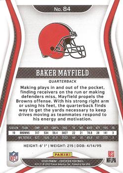 2020 Panini Certified #84 Baker Mayfield Back