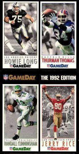1992 GameDay - Box Panels #NNO Howie Long / Thurman Thomas / Randall Cunningham / Jerry Rice Front