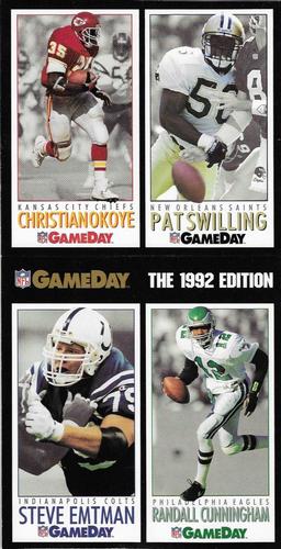 1992 GameDay - Box Panels #NNO Christian Okoye / Pat Swilling / Steve Emtman / Randall Cunningham Front