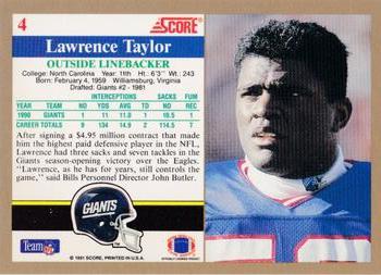 1991 Score - Prototypes #4 Lawrence Taylor Back