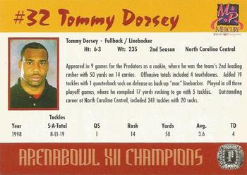 2000 Mercury Printers & Promotions Orlando Predators (AFL) #NNO Tommy Dorsey Back