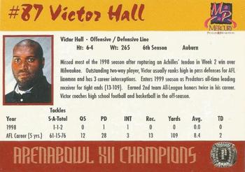 2000 Mercury Printers & Promotions Orlando Predators (AFL) #NNO Victor Hall Back