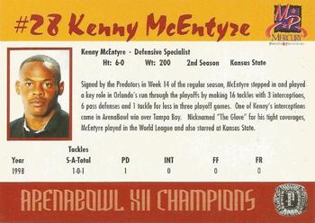 2000 Mercury Printers & Promotions Orlando Predators (AFL) #NNO Kenny McEntyre Back