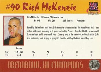 2000 Mercury Printers & Promotions Orlando Predators (AFL) #NNO Rich McKenzie Back
