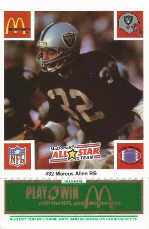 1986 McDonald's All-Star Team - Full Game Pieces: Week 4 Green Tab #NNO Marcus Allen Front