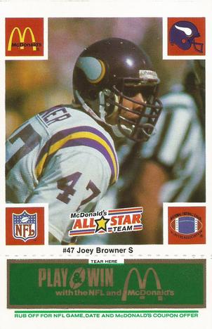 1986 McDonald's All-Star Team - Full Game Pieces: Week 4 Green Tab #NNO Joey Browner Front