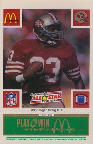 1986 McDonald's All-Star Team - Full Game Pieces: Week 4 Green Tab #NNO Roger Craig Front
