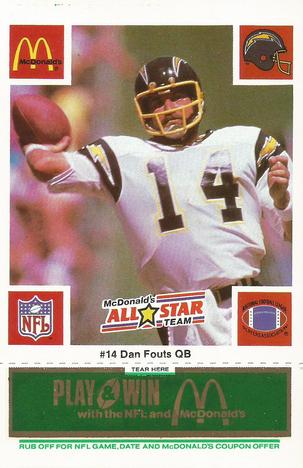 1986 McDonald's All-Star Team - Full Game Pieces: Week 4 Green Tab #NNO Dan Fouts Front