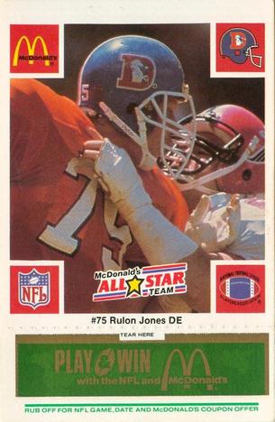 1986 McDonald's All-Star Team - Full Game Pieces: Week 4 Green Tab #NNO Rulon Jones Front