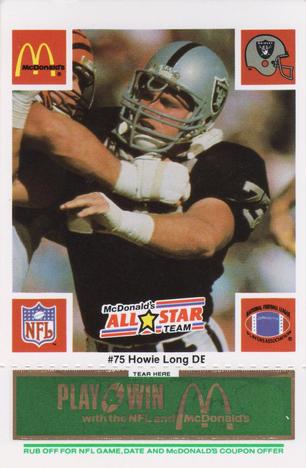 1986 McDonald's All-Star Team - Full Game Pieces: Week 4 Green Tab #NNO Howie Long Front