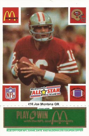 1986 McDonald's All-Star Team - Full Game Pieces: Week 4 Green Tab #NNO Joe Montana Front