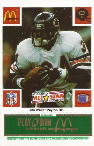 1986 McDonald's All-Star Team - Full Game Pieces: Week 4 Green Tab #NNO Walter Payton Front