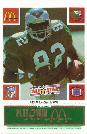 1986 McDonald's All-Star Team - Full Game Pieces: Week 4 Green Tab #NNO Mike Quick Front