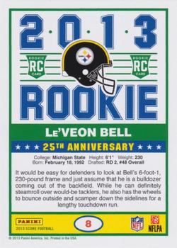2013 Score - Rookie Variation #8 Le'Veon Bell Back